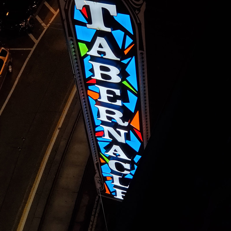 Night at the Tabernacle Exterior Sign